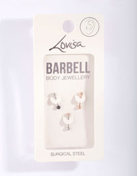 Surgical Steel Mixed Metal Barbell 3 Pack - link has visual effect only