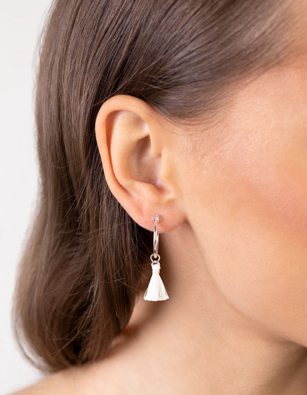 Silver Tassel Hoop Disc Hoop Earrings Trio