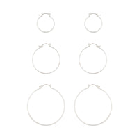 Silver Thick Hoop Gradual Earrings Trio - link has visual effect only