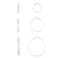Silver Thick Hoop Gradual Earrings Trio - link has visual effect only