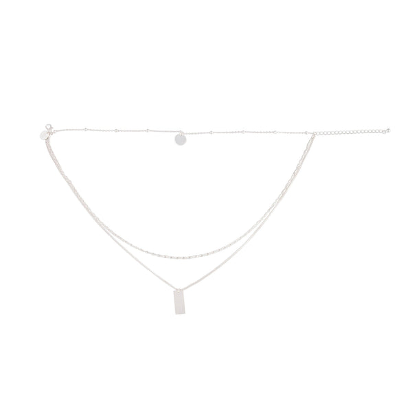 Silver Mixed Chain & Shape Layered Choker Necklace