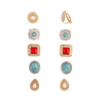 Mixed Metal Bohemian Stone Clip-On Earring Pack - link has visual effect only