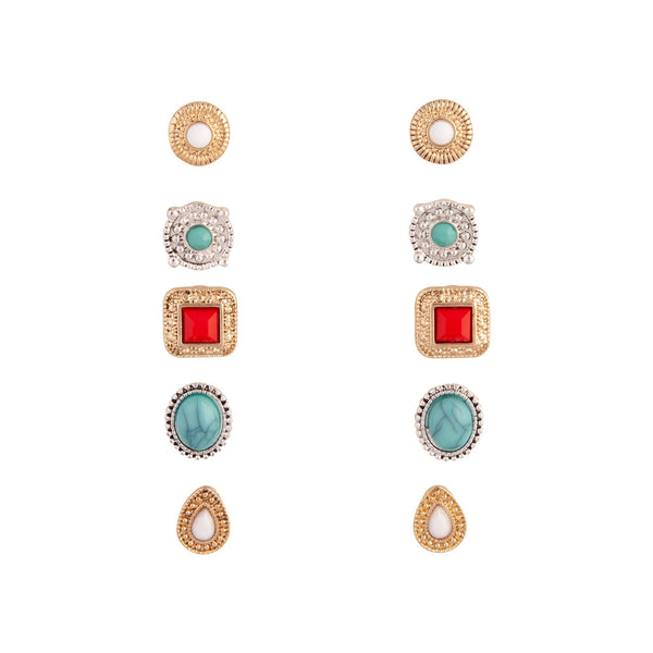 Mixed Metal Bohemian Stone Clip-On Earring Pack