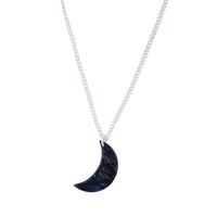 Silver Blue Acrylic Moon Charm Necklace - link has visual effect only