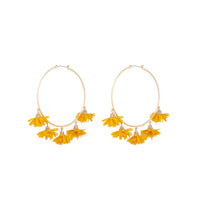 Yellow Gold Large Fabric Flower Hoop Earrings - link has visual effect only