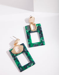 Green Rectangle Acrylic Earrings - link has visual effect only