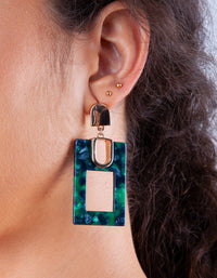 Green Rectangle Acrylic Earrings - link has visual effect only