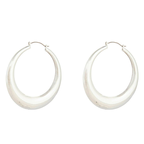 Silver 7cm Curved Hoop Earrings