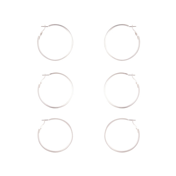 Silver Gold Gunmetal Glitter Hoop Earring Pack