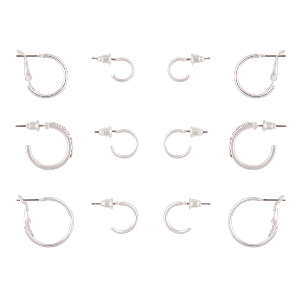 Silver Variety Hoop 6 Pack
