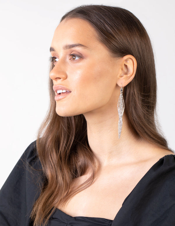 Silver Diamond Cut Drop Earrings