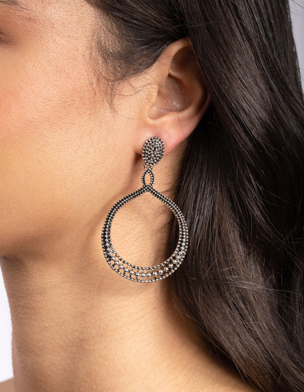Antique Silver Teardrop Etched Earrings