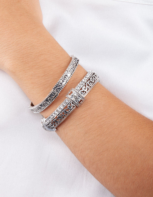 Antique Silver 3 Pack Stretch Bangle