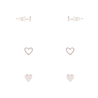 Silver Love Heart Earring 3 Pack - link has visual effect only