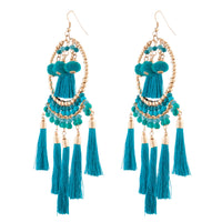 Green Statement Tassel Pom-Pom Earrings - link has visual effect only
