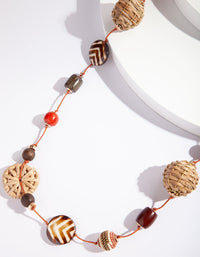 Brown Raffia Station Rope Necklace - link has visual effect only