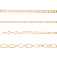 Gold Multi Chain Link Choker Pack - link has visual effect only
