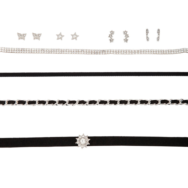 Black Rhodium Choker Earrings Set