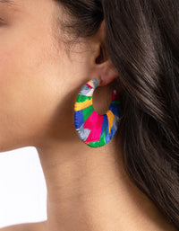 Multi Fabric Covered Cut Out Hoop Earrings - link has visual effect only