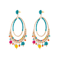 Gold Multi Beaded Triple Circle Earrings - link has visual effect only