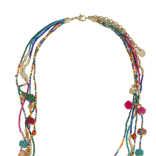 Rainbow Seed Bead Layered Long Necklace