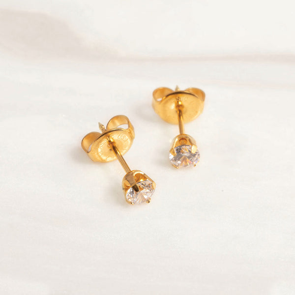 Studex 4mm Cubic Zirconia 24K lichtgouden oorknop