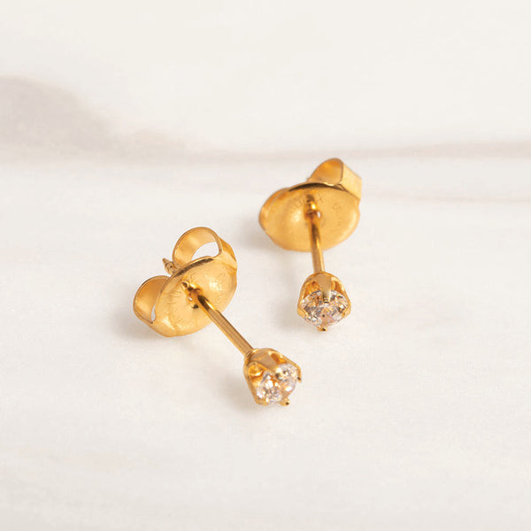 Studex 3mm Cubic Zirconia 24K lichtgouden oorbel