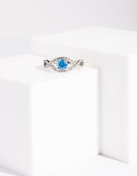 Rhodium Blue Cubic Zirconia Ring - link has visual effect only