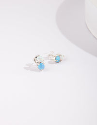 Sterling Silver Double Synthetic Opal Stud Earrings - link has visual effect only
