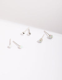 Sterling Silver Synthetic Opal Fireball Earring Pack - link has visual effect only