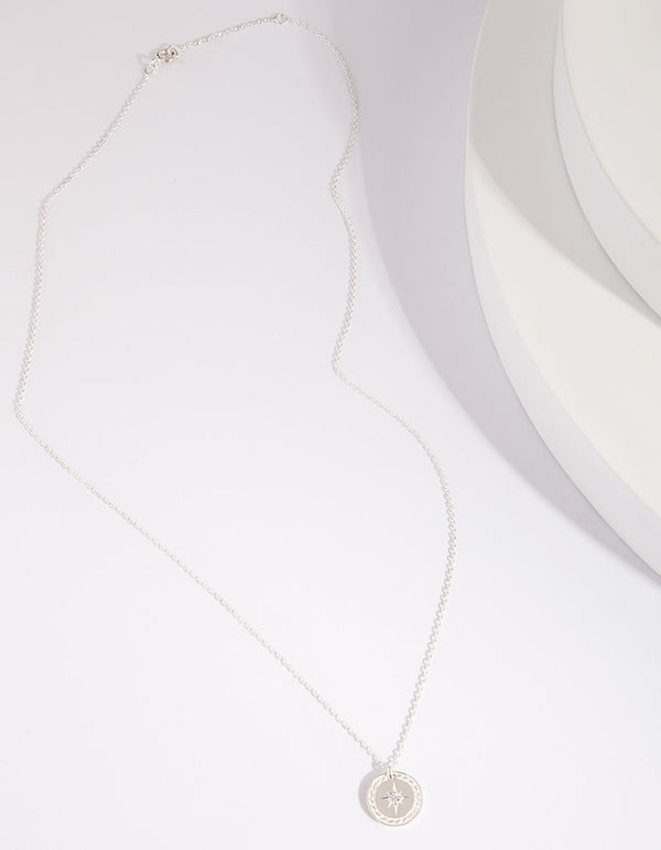 Sterling Silver Diamante Compass Necklace