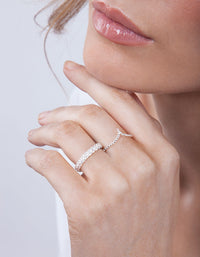 Sterling Silver Statement Cubic Zirconia Eternity Band - link has visual effect only