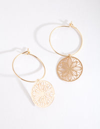 Gold Filigree Disc Hoop Earrings - link has visual effect only