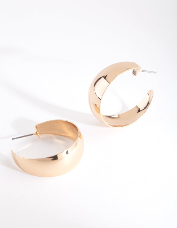 Gold Simple Wide Hoop Earrings