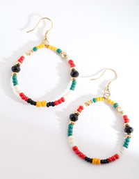 Gold Multicoloured Beaded Earrings - link has visual effect only