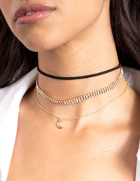 Gold Celestial Earrings Choker Jewellery Set - link has visual effect only