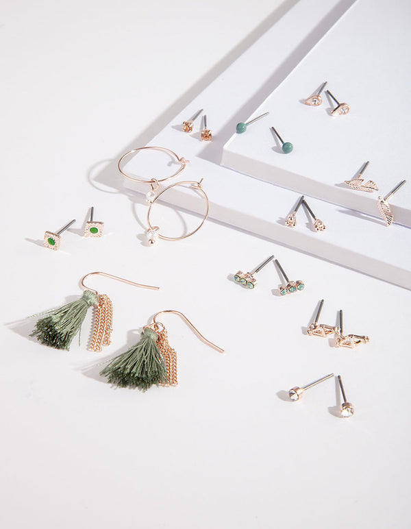 Rose Gold Sage Tassel Earring 12 Pack
