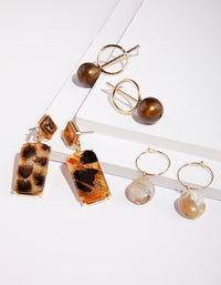 Gold Acrylic Stone Earring 3 Pack - link has visual effect only