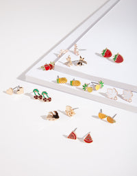 Gold Enamel Fruit Stud Earring 20 Pack - link has visual effect only
