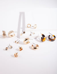Gold Acrylic Hoop Earring 9 Pack - link has visual effect only
