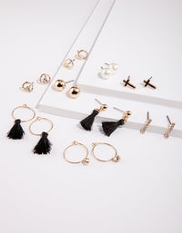 Gold Pearl Tassel Earring 9 Pack - link has visual effect only