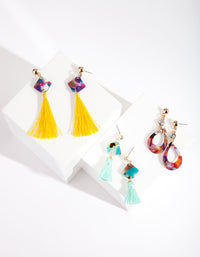 Acrylic Multi Tassel Earring 3 Pack - link has visual effect only
