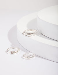 Silver DIamante Mix Band Ring Pack - link has visual effect only