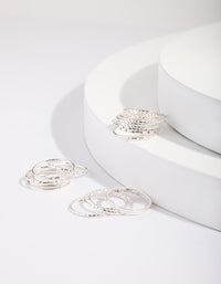 Silver Textured Fine Band Ring Pack - link has visual effect only