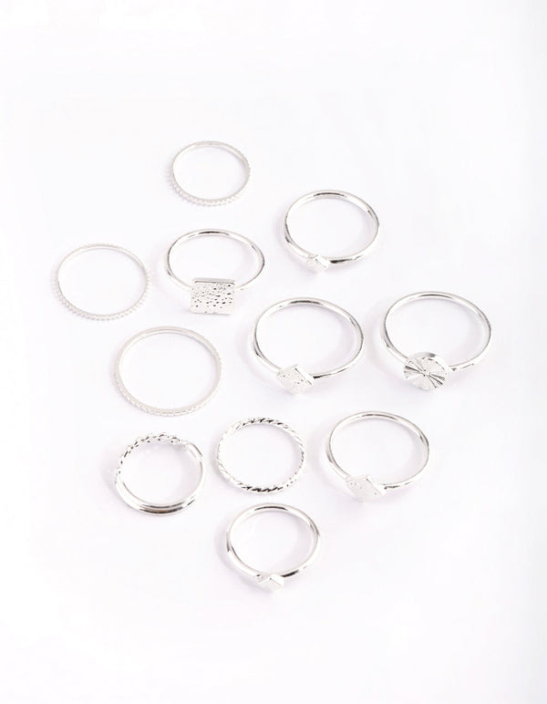 Silver Square Metal Ring Pack