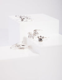 Silver Diamante Stack Ring 3 Pack - link has visual effect only
