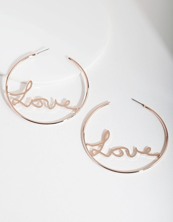 Rose Gold Love Hoop Earrings