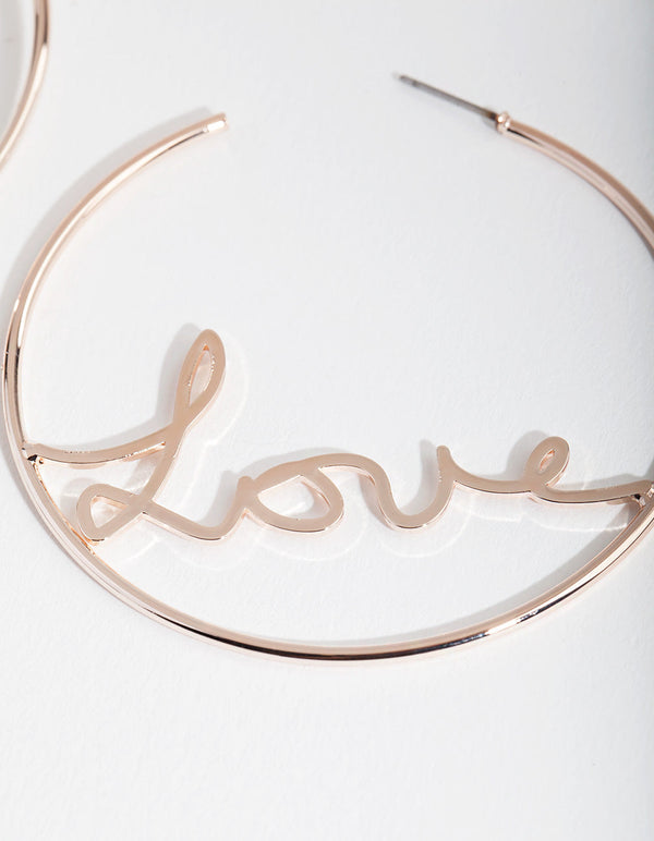 Rose Gold Love Hoop Earrings