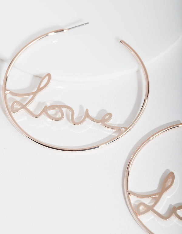 Rose Gold Love Hoop Earrings