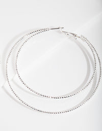 Silver Fine Double Hoop Earrings - link has visual effect only